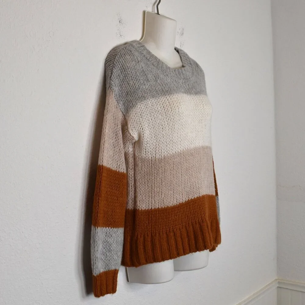GAP Alpaca Wool Sweater Sz S Colorblock Slouchy Neutral Minimalist Boho